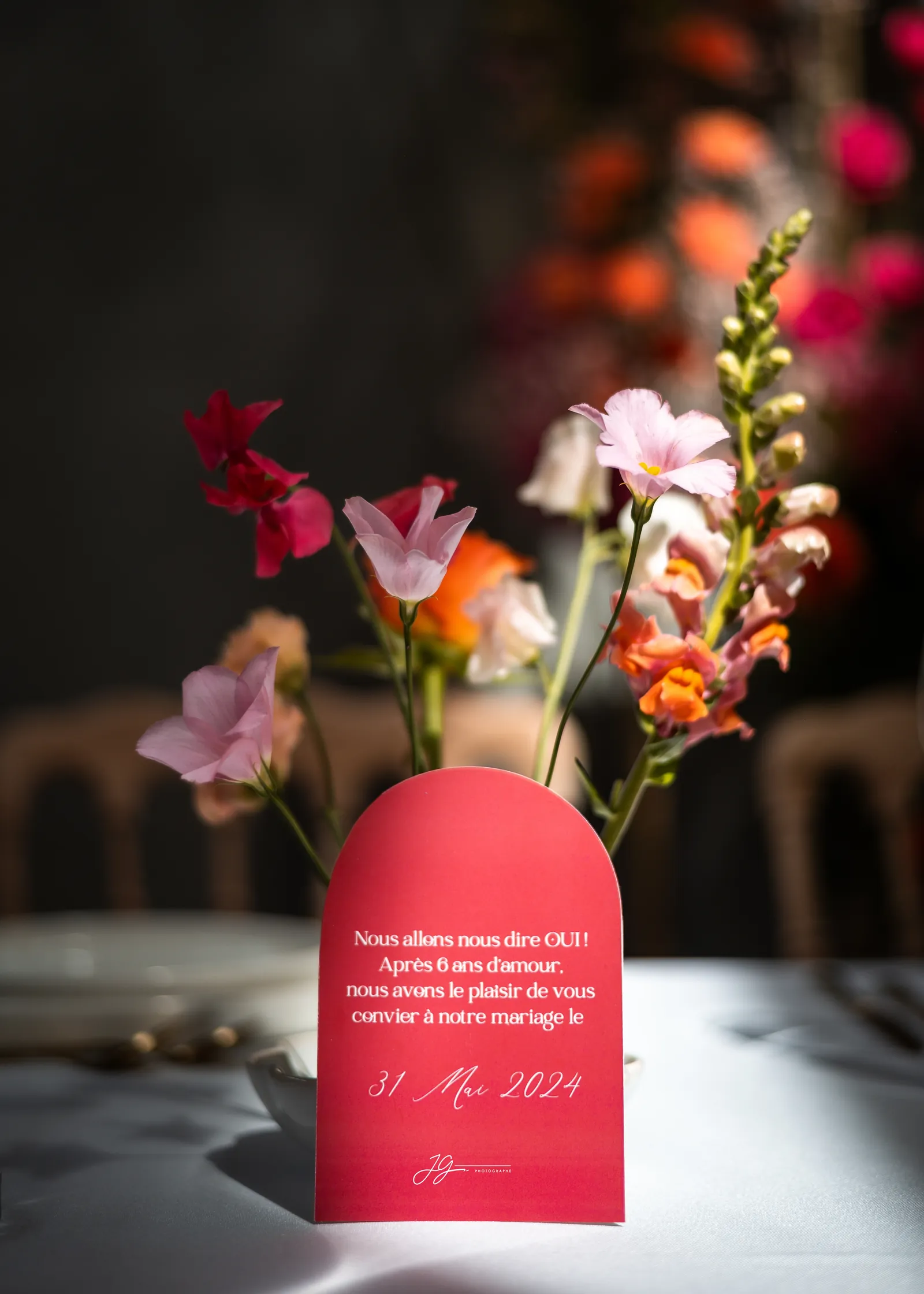 papeterie mariage fushia et orange