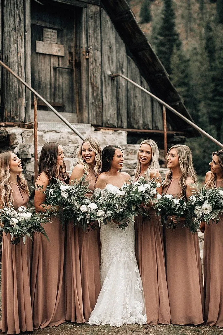 Bridesmaids in terracotta theme