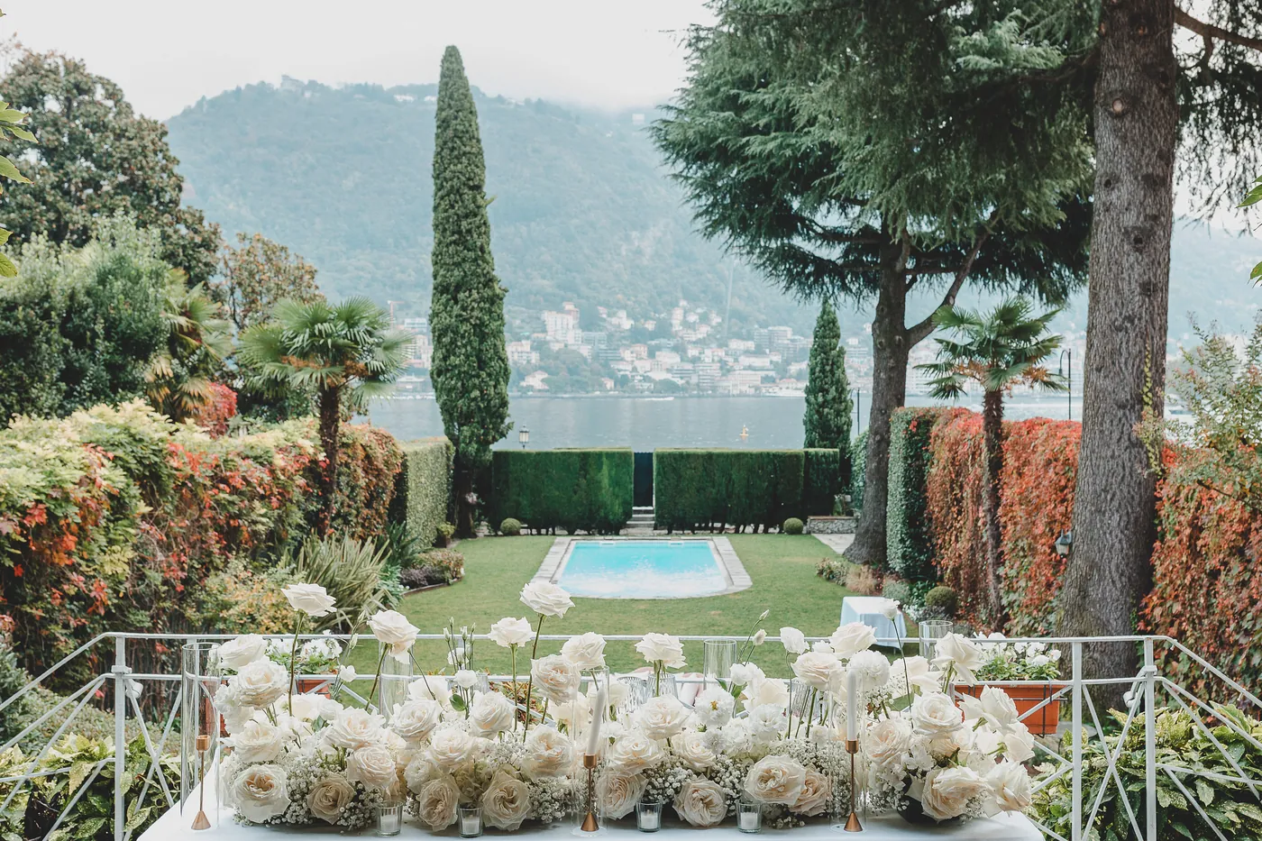 Wedding ceremony in the garden of a villa on Lake Como